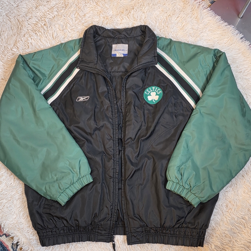 Reebok Black and Green Boston Celtics Windbreaker Jacket